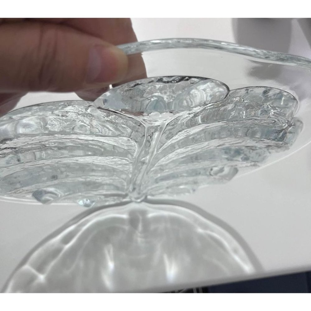 Vintage-MCM Orrefors EDEN Leaf CHEESE PLATE Platter Lars Hellsten, Sweden 1980s - Picture 4 of 5